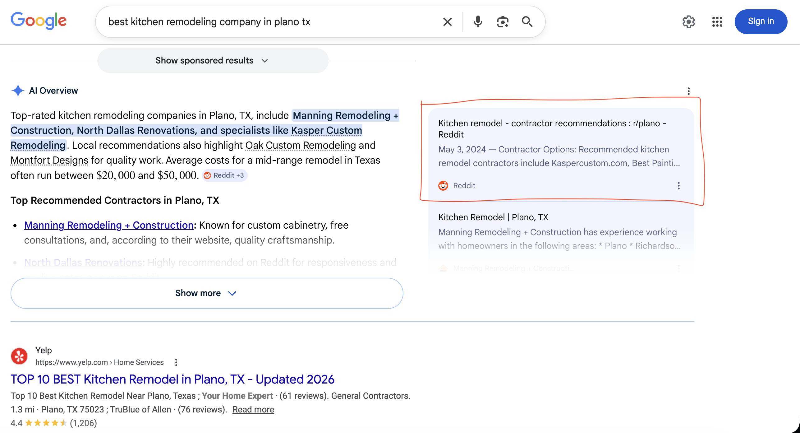 AI Overviews highlighting Reddit discussions